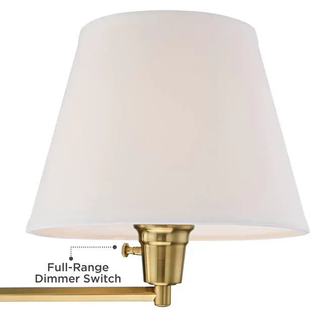 Alt view image 3 of 6 - Clement Modern Swing Arm Wall Lamps Set of 2 Warm Gold Plug-in Light Fixture White Linen Hardback Shade for Bedroom Bedside House Reading Living Room Home Hallway Dining