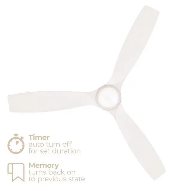 Alt view image 4 of 6 - Madera 52in 3-Blade Smart Indoor or Outdoor Ceiling Fan 2700K-6000K CCT Tunable Range LED Light Kit in Matte White with White Solid Wood Blades Works With iOS or Android App