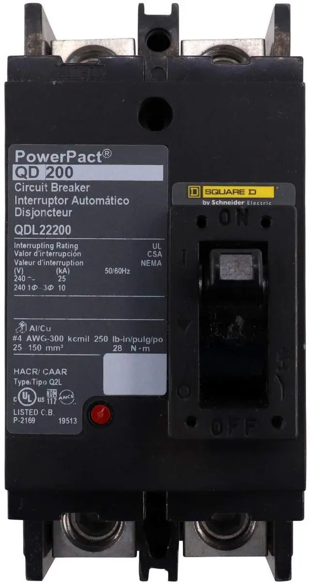 Main image of QDL22200 PowerPact Q - molded case circuit breaker - 2-pole - 25 kA - 240 V - 200 A