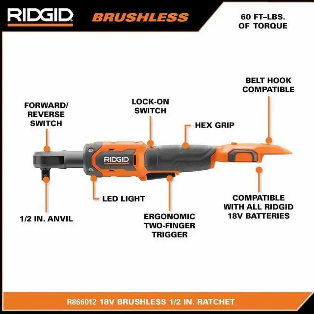 Alt view image 2 of 6 - 18V Brushless Cordless 3/8 in. Ratchet (Tool Only)