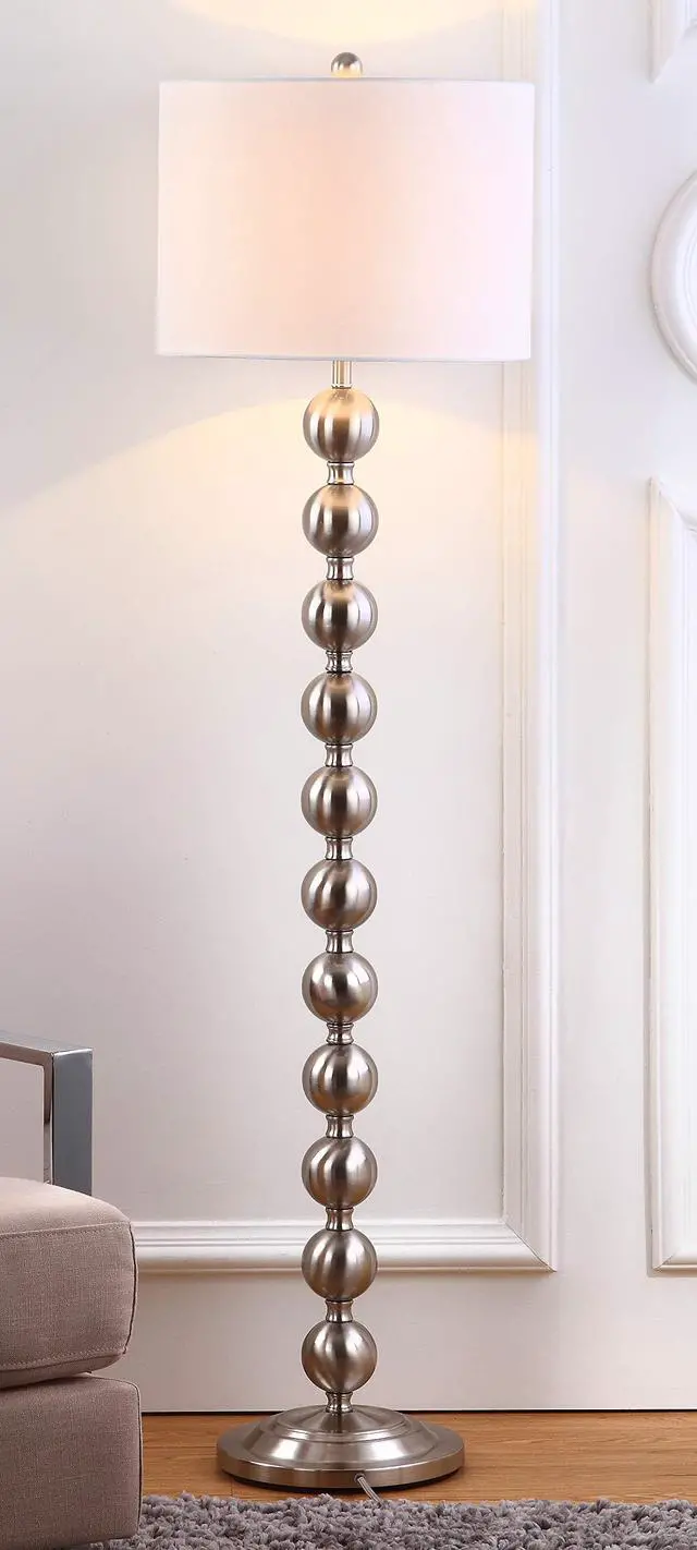 Alt view image 2 of 6 - Lighting Collection Reflections Modern Farmhouse Stacked Ball Nickel 59-inch Living Room Bedroom Home Office Standing Floor Lamp (LED Bulb Included)