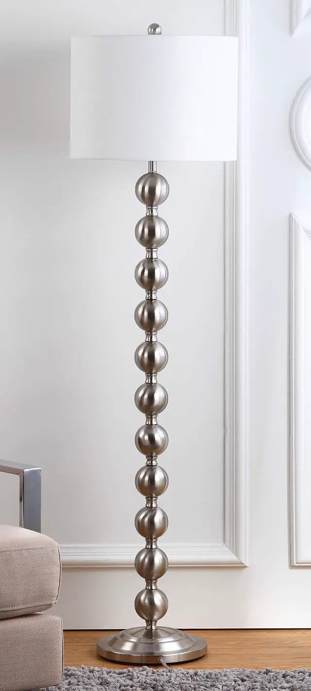 Alt view image 5 of 6 - Lighting Collection Reflections Modern Farmhouse Stacked Ball Nickel 59-inch Living Room Bedroom Home Office Standing Floor Lamp (LED Bulb Included)