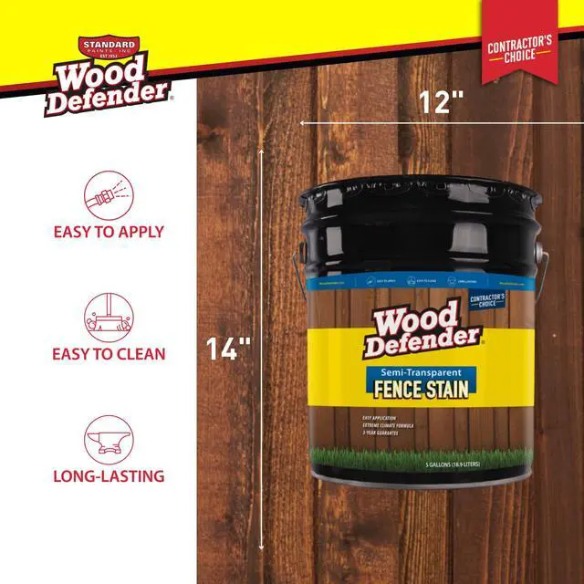 Alt view image 3 of 6 - Semi-Transparent Fence Stain and Seal Cumberland Brown 5-Gallon | Oil-Based Exterior Fence Coating| Long-Lasting Color Protection for Wood Fences