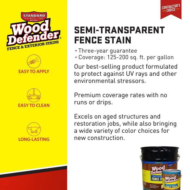 Alt view image 5 of 6 - Semi-Transparent Fence Stain and Seal Cumberland Brown 5-Gallon | Oil-Based Exterior Fence Coating| Long-Lasting Color Protection for Wood Fences