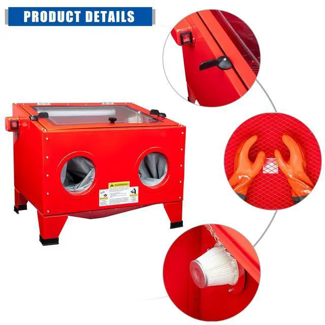 Alt view image 4 of 6 - 25 Gallon Sandblasting Cabinet | 40-80 PSI, Blasting Gun & 4 Nozzle, Heavy Duty Steel Bench Top, For Stain, Removal, Paint