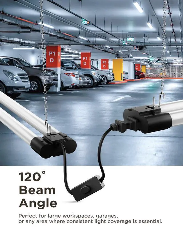 Alt view image 6 of 6 - Sunco 12 Pack LED Shop Lights for Workshop 4FT, Linkable Garage Lighting, 4500 LM, 40W (150W Equivalent), 5000K Daylight, Surface + Suspension Mount, 48 Inch Integrated Fixture, Black