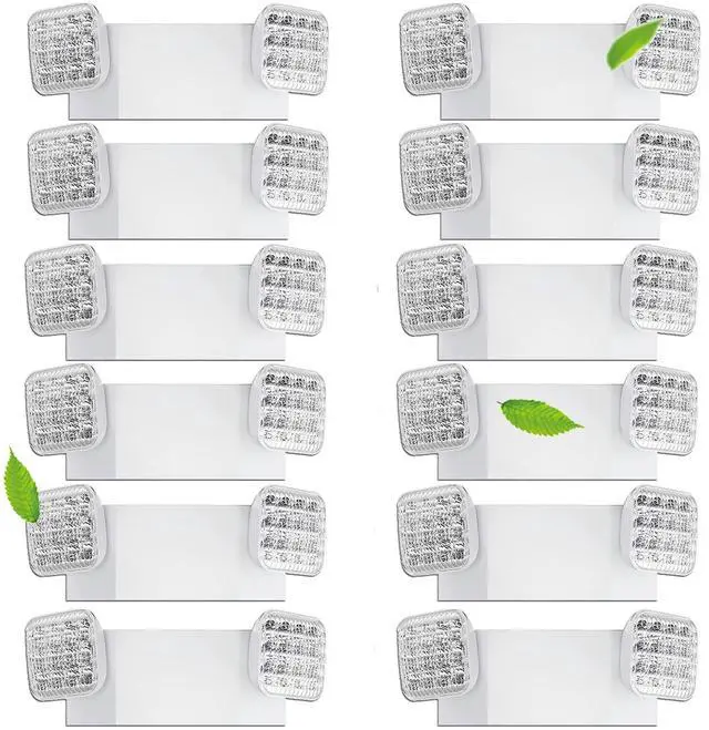 Main image of Led Emergency Lights, Commercial Emergency Light with Battery Backup, Dual Head Emergency Lights for Home Power Failure, Emergency Exit Light Fixture for Business, Hardwired White 12 Pack