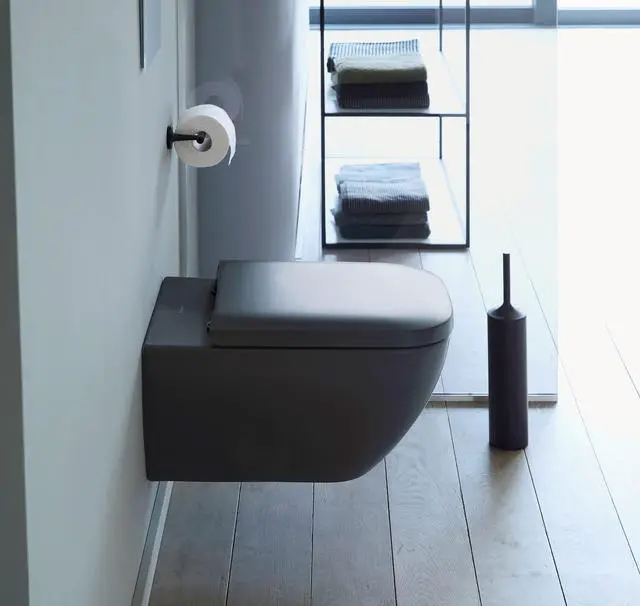 Alt view image 3 of 6 - 0064591300 Happy D.2 Elongated Closed-Front Toilet Seat with Soft Close and Quick Release - Anthracite Matte