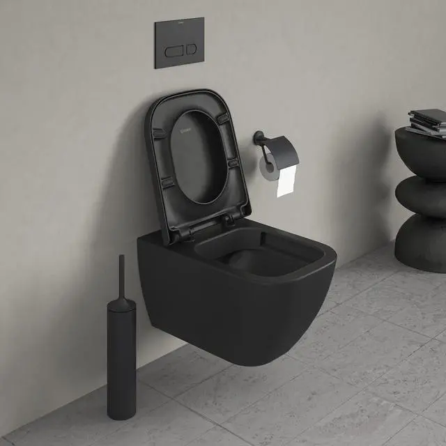 Alt view image 5 of 6 - 0064591300 Happy D.2 Elongated Closed-Front Toilet Seat with Soft Close and Quick Release - Anthracite Matte