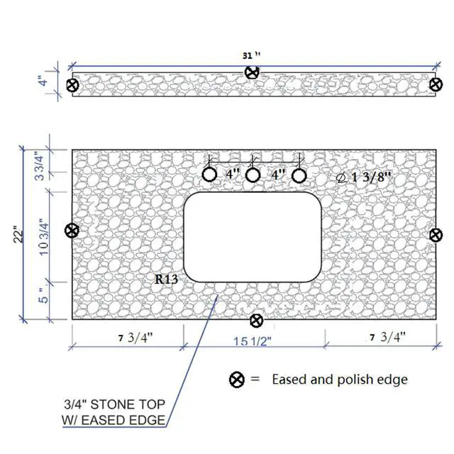 Alt view image 6 of 6 - 31 Inch Bathroom Vanity Top Stone, Carrara White Engineered Marble Stone Vanity Sink Top with Undermount Ceramic Sink and Back Splash with 3 Faucet Hole for Bathrom Cabinet (31"x22"(3 Holes))