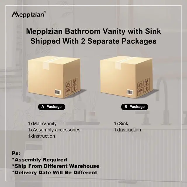 Alt view image 5 of 6 - 30" Bathroom Vanity with Sink Combo, Floating Vanity Bathroom Cabinet with Ceramic Basin, Soft-Close Function,Modern Wall Mount Sink Vanity for Guest or Master Bath