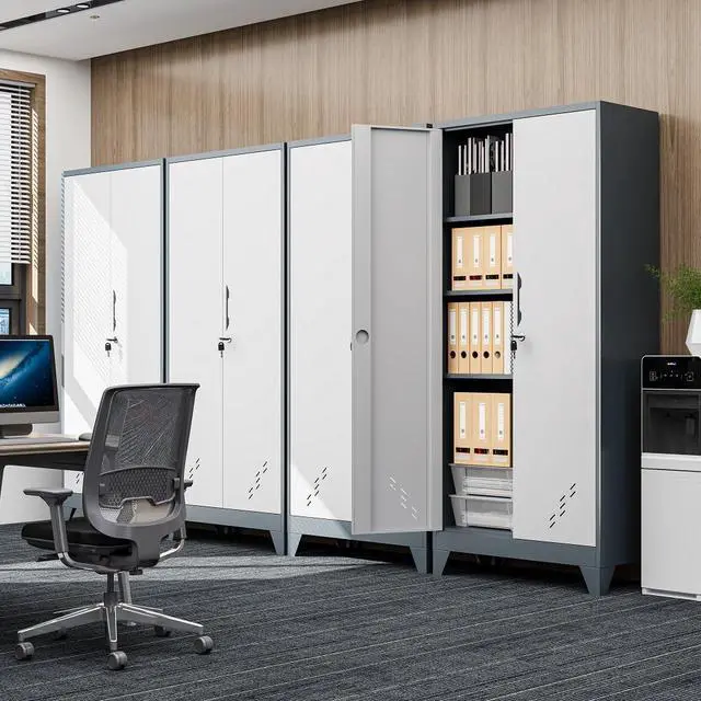 Alt view image 2 of 6 - Metal Storage Cabinet,61" Cleaning Tool Cabinet with Locking Door,Tall Utility Cabinet Tool Organizer with Hanging Rods for Kitchen,Garage,Laundry Room