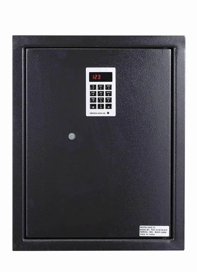 Main image of ProtexSafe Electronic Keypad Wall Safe (PWS-1814E)-Black, Burglary Resistant wall safe, digital electronic locking system, velvet interior, automatic door opening, 2 Removable shelves