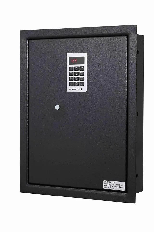 Alt view image 2 of 6 - ProtexSafe Electronic Keypad Wall Safe (PWS-1814E)-Black, Burglary Resistant wall safe, digital electronic locking system, velvet interior, automatic door opening, 2 Removable shelves