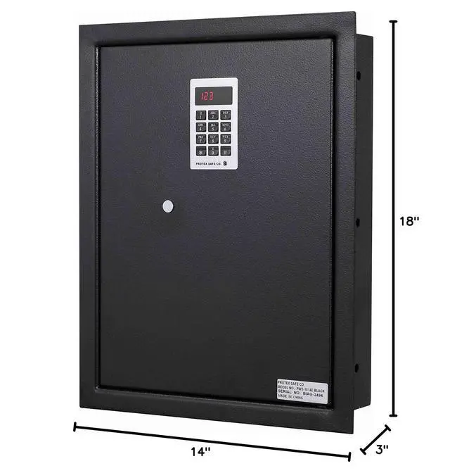 Alt view image 5 of 6 - ProtexSafe Electronic Keypad Wall Safe (PWS-1814E)-Black, Burglary Resistant wall safe, digital electronic locking system, velvet interior, automatic door opening, 2 Removable shelves