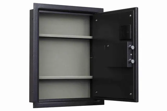 Alt view image 6 of 6 - ProtexSafe Electronic Keypad Wall Safe (PWS-1814E)-Black, Burglary Resistant wall safe, digital electronic locking system, velvet interior, automatic door opening, 2 Removable shelves