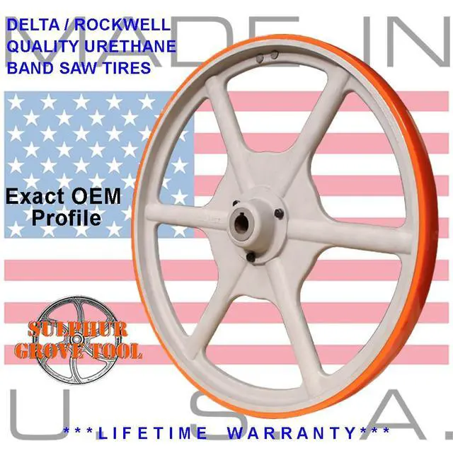 Alt view image 4 of 4 - Urethane Bandsaw Tire 2 Pack for 20" Delta Rockwell 28-34X 28-35X 28-26X 28-64X 28-65X 28-66X and Yates J120 Band Saws