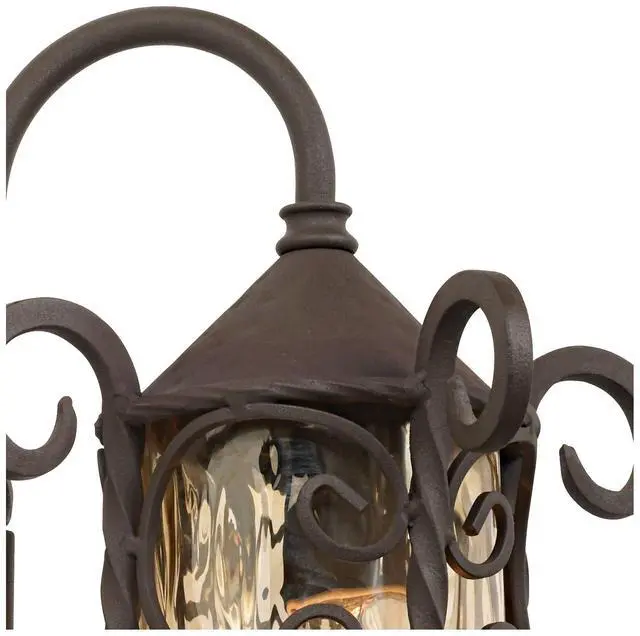 Alt view image 3 of 6 - Casa Seville Rustic Outdoor Wall Light Fixture Dark Walnut Scroll 13 1/4" Champagne Hammered Glass for Exterior House Porch Patio Outside Deck Garage Yard Front Door Garden Home