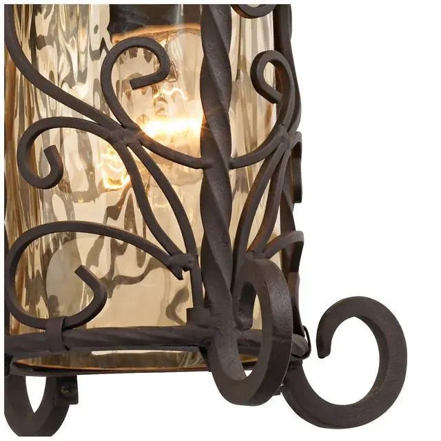Alt view image 5 of 6 - Casa Seville Rustic Outdoor Wall Light Fixture Dark Walnut Scroll 13 1/4" Champagne Hammered Glass for Exterior House Porch Patio Outside Deck Garage Yard Front Door Garden Home