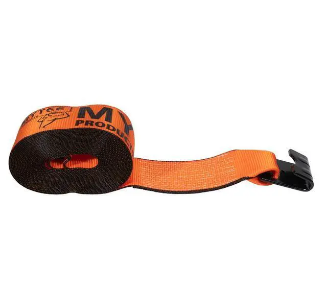 Alt view image 2 of 5 - (4 Pack) 4" x30' Heavy Duty Ratchet Straps w/Flat Hook - 6,667 lbs WLL High Abrasion Trailer Tie Down Ratchet Straps - Orange