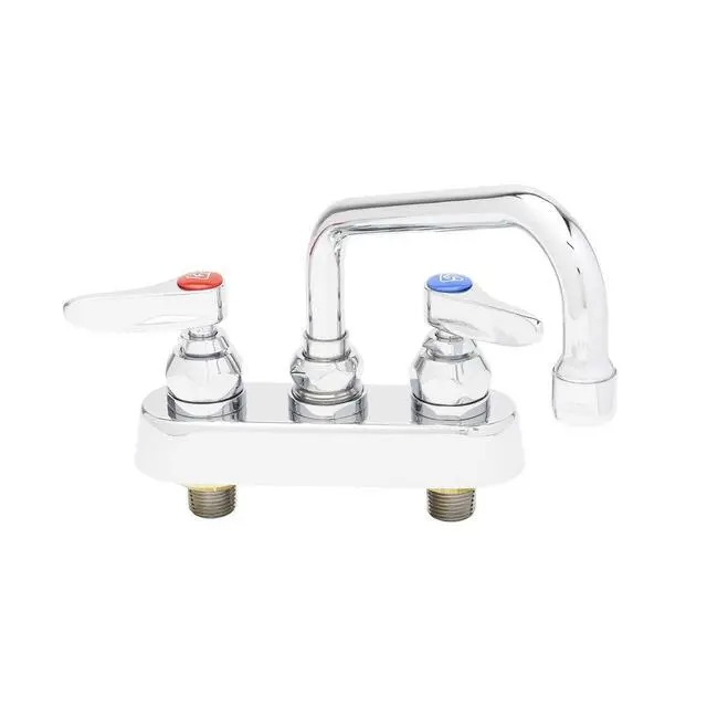 Alt view image 2 of 3 - TS Brass B-1110 Workboard Faucet, Deck Mount, 4" Centers, 6" Swing Nozzle, Lever Handles, Silver, Packs