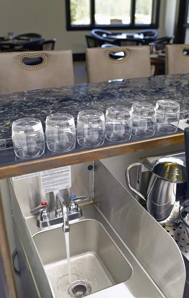 Alt view image 3 of 3 - TS Brass B-1110 Workboard Faucet, Deck Mount, 4" Centers, 6" Swing Nozzle, Lever Handles, Silver, Packs
