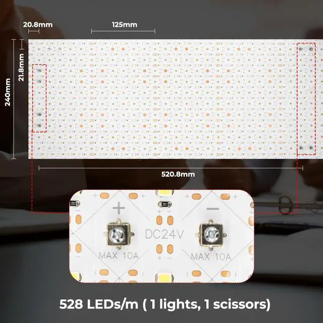 Alt view image 4 of 6 - 16.4ft x 9.45in Giant LED Sheet Roll, 24V 6000K Cool White Flexible Cuttable Dimmable LED Backlight Panel, Paper-Thin Plug-Play LED Board for Countertops, Stained Glass & Accent Walls, UL-Listed,IP20