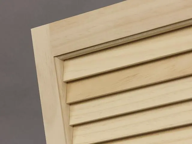 Alt view image 2 of 6 - SHL51 Exterior Solid Wood Louvered Window Shutters, 15" x 51", Unfinished Pine