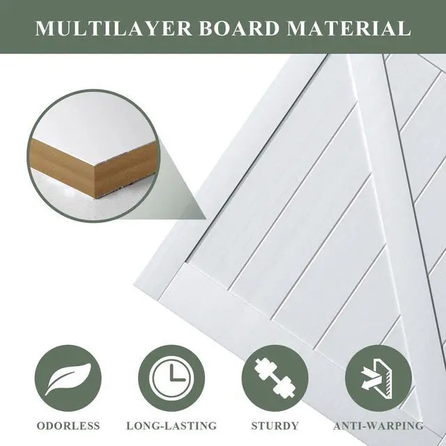 Main image of 30 x 84inch Sliding Barn Door with 6FT Sliding Door Hardware Kit Included, Pre-Drilled Holes Easy Assembly - Solid MDF Slab Covered with Water-Proof White Paint, White,K-Shaped Frame