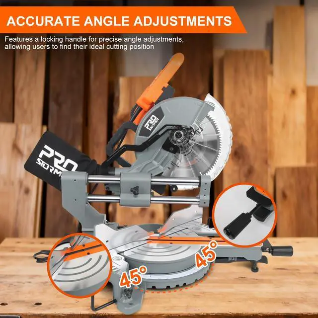 Alt view image 5 of 6 - 10-Inch Double Bevel Sliding Compound Miter Saw with 100-Tooth Blade and LED Light | Heavy-Duty 15-Amp Corded Miter Saw for Precision Woodworking & DIY Projects
