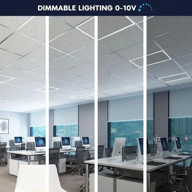 Alt view image 4 of 6 - 2X4 FT Edge-Lit Frame LED Panel Lights,5CCT Selectable 3000K-6500K, 2600/3900/5200LM,20W/30W/40W Switch, Grid Drop Ceiling Lights,0-10V Dimmable, Damp Rated,100-277V,ETL Listed (2X4 Edge - 4 Pack)