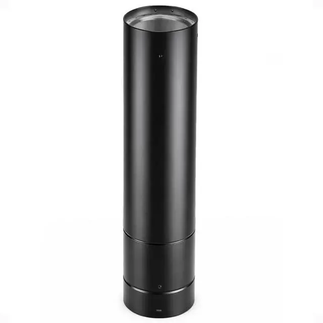 Main image of 6 Inch Adjustable Lightweight Stainless Steel Double Wall Wood Burning Stove Pipe Connector to Vent Smoke or Exhaust, Black