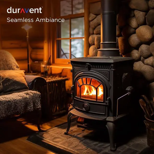 Alt view image 6 of 6 - 6 Inch Adjustable Lightweight Stainless Steel Double Wall Wood Burning Stove Pipe Connector to Vent Smoke or Exhaust, Black