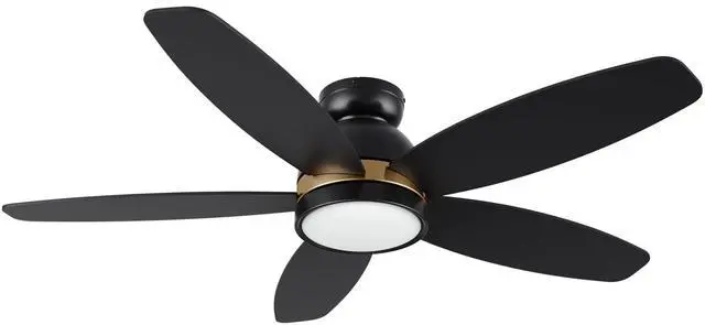 Main image of 48" Low Profile Ceiling Fan with Dimmable LED Light, Modern Ceiling Fan with reversible DC motor, Controlled by APP, Remote, Google Home, Alexa and Siri Shortcut, Black