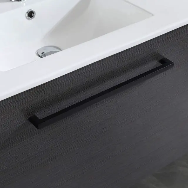 Alt view image 5 of 6 - 24" Modern Bathroom Vanity Cabinet with Drop-in Ceramic Sink,Chrome Faucet, Under-Sink Storage(24" Black Cabinet&White Sink)