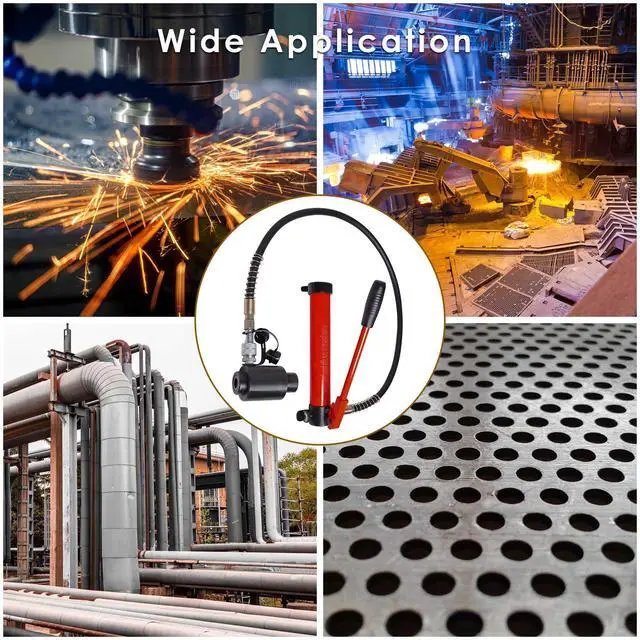 Alt view image 2 of 6 - 1/2" to 4" 15-Ton Hydraulic Knockout Punch Set 10-Die Conduit Hole Punch Driver Kit for Metal Aluminum Stainless Steel - Red