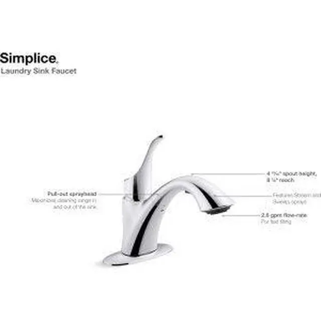 Alt view image 5 of 5 - K-22035-VS Simplice Laundry Sink Faucet, Single Handle Pull-Out, 2-Function Spray Head, 3-Hole Install, Utility Sink Faucet in Vibrant Stainless Finish