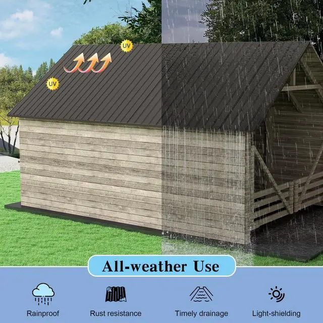 Alt view image 4 of 6 - Domi Metal Roofing Panels 20 PCS, Galvanized Steel Corrugated Roof Panels Waterproof Heavy Duty Metal Siding Panels with Screws for Pergola Gazebo Garage Sheds Mobile Home (Grey)