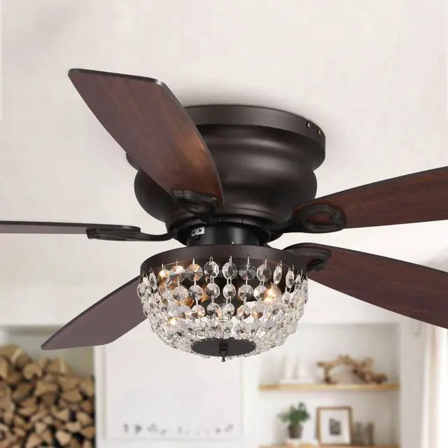 Main image of Ceiling Fans with Lights and Remote Low Profile Ceiling Fan with Light Flush Mount for Bedroom, 48 Inch, New Bronze