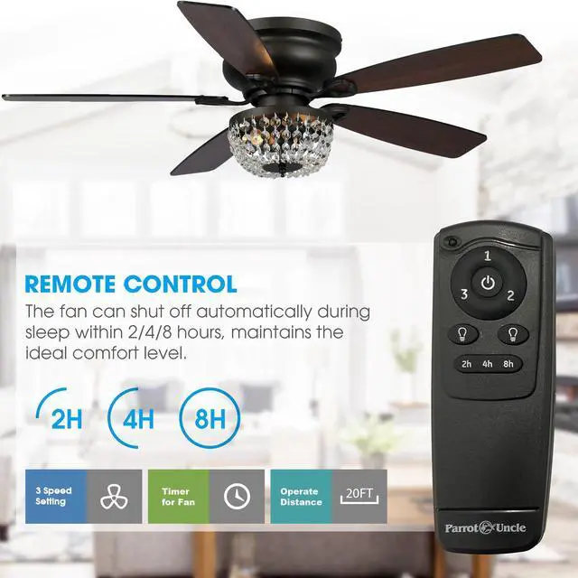 Alt view image 3 of 6 - Ceiling Fans with Lights and Remote Low Profile Ceiling Fan with Light Flush Mount for Bedroom, 48 Inch, New Bronze