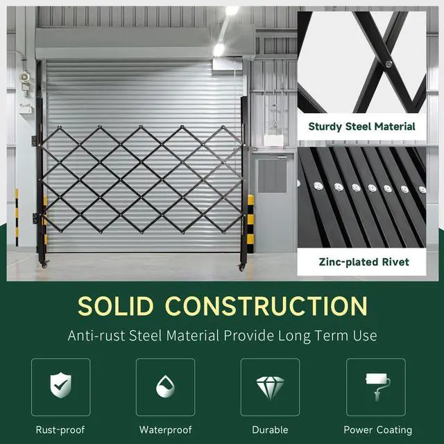 Alt view image 2 of 6 - Single Folding Security Gates 72" W x 62" H Accordion Door, Metal Expandable Fence 360Rolling Expanding Outdoor Security Scissor Gate for Courtyards, Garages, Gardens