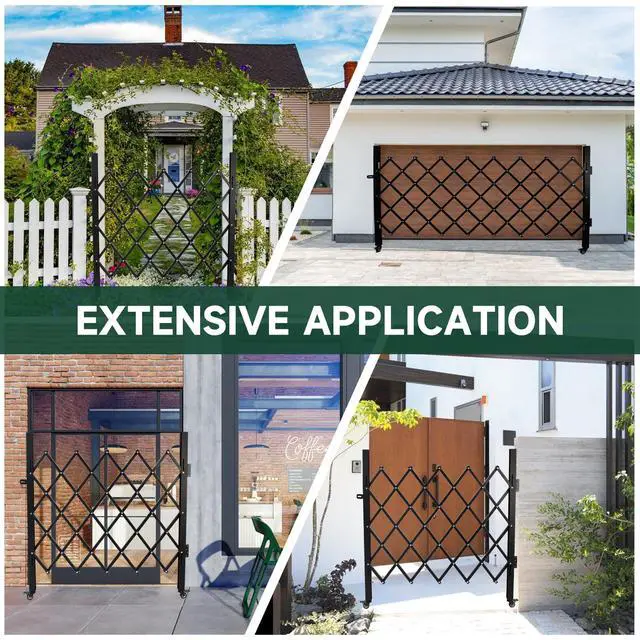 Alt view image 6 of 6 - Single Folding Security Gates 72" W x 62" H Accordion Door, Metal Expandable Fence 360Rolling Expanding Outdoor Security Scissor Gate for Courtyards, Garages, Gardens