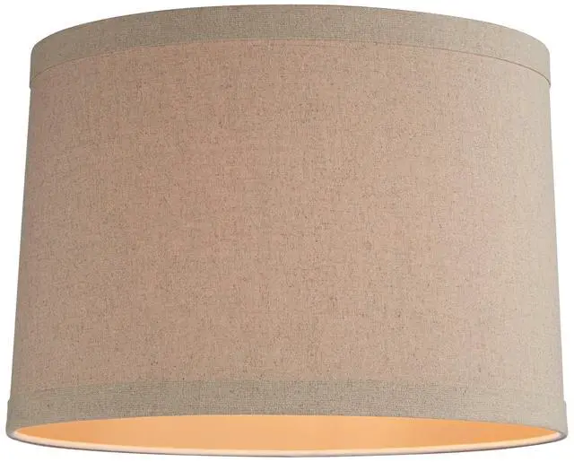 Alt view image 3 of 6 - Set of 2 Taupe Natural Linen Large Drum Lamp Shade (Pre-Assembled) s 15" Top x 16" Bottom x 11" High (Spider) Replacement with Harp