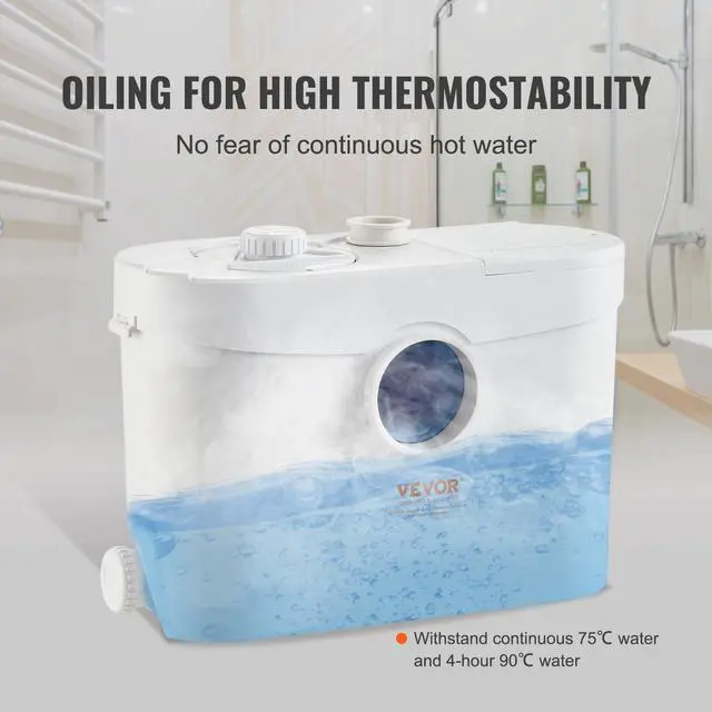Alt view image 3 of 6 - 700W Macerator Pump, 9600 L/h Flow, 32.8 ft/10 m Head, Macerator Sewerage Sump Pump with 3 Water Inlets for Toilet, Basement, Kitchen, Sink, Shower, Bathtub Waste Water Disposal Upflush Machine