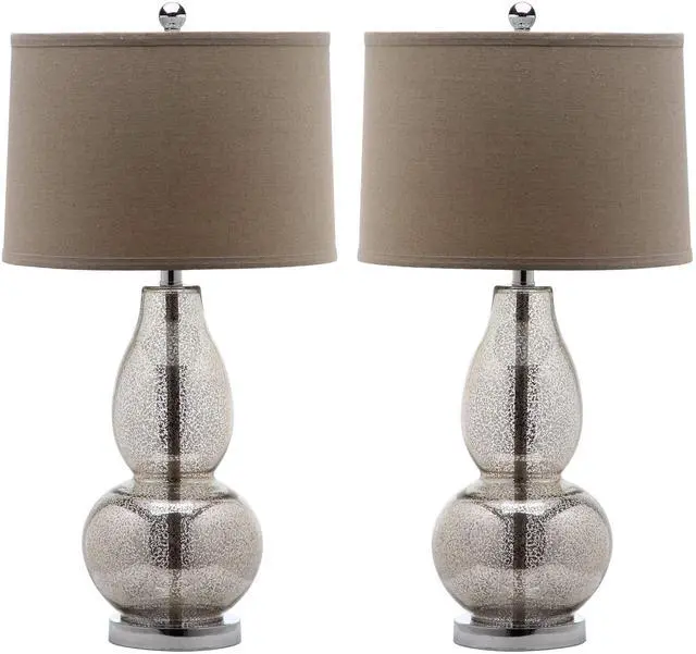 Main image of Lighting Collection Mercurio Antique Silver/ Wheat Brown Shade 29-inch Bedroom Living Room Home Office Desk Nightstand Table Lamp Set of 2 (LED Bulbs Included)