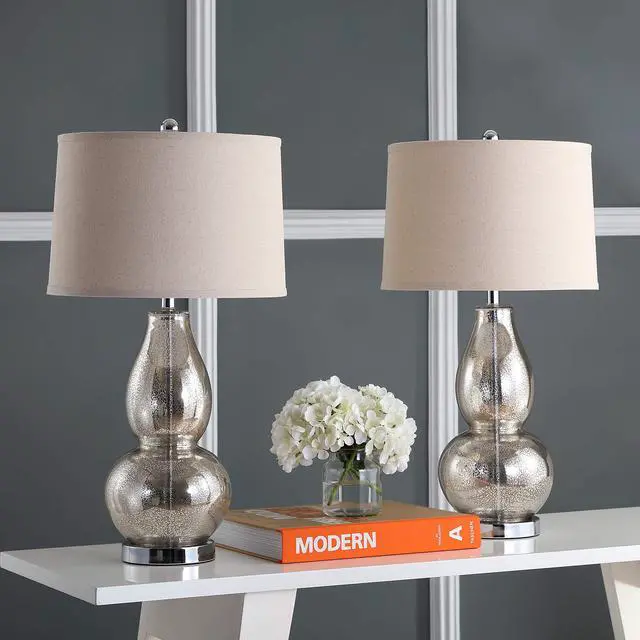Alt view image 4 of 6 - Lighting Collection Mercurio Antique Silver/ Wheat Brown Shade 29-inch Bedroom Living Room Home Office Desk Nightstand Table Lamp Set of 2 (LED Bulbs Included)