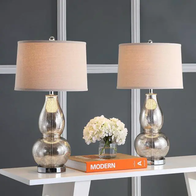 Alt view image 6 of 6 - Lighting Collection Mercurio Antique Silver/ Wheat Brown Shade 29-inch Bedroom Living Room Home Office Desk Nightstand Table Lamp Set of 2 (LED Bulbs Included)