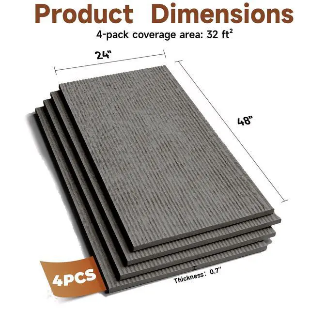 Alt view image 3 of 6 - 4 Pack 3D Wall Panels, Waterfall Stone Texture PU Wall Panels, 24"x48" Cover 32 Sq Ft Wall Tiles, Accent Wall Decor for Interior Living Room Bedroom Lobby Hotel Office, Black