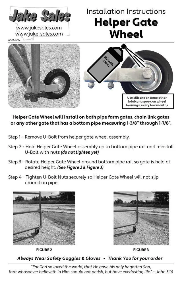 Alt view image 4 of 5 - Gate Helper Wheel for Supporting Gates with 1-3/8" Thru 1-7/8" Gate Frames - Gate Helper Wheel to Prevent Gate from Dragging - Gate Support Wheel - CASE Qty 8