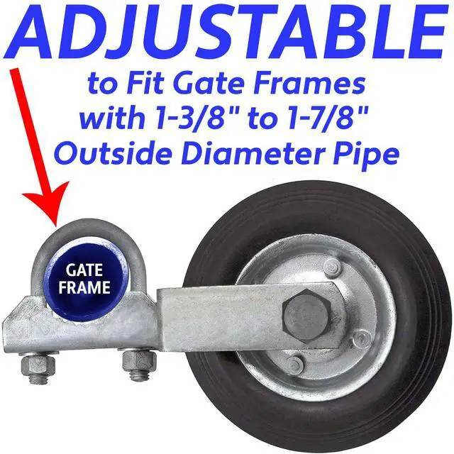 Alt view image 5 of 5 - Gate Helper Wheel for Supporting Gates with 1-3/8" Thru 1-7/8" Gate Frames - Gate Helper Wheel to Prevent Gate from Dragging - Gate Support Wheel - CASE Qty 8